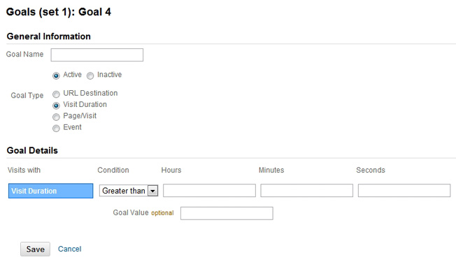Visit Duration Goal - Google Analytics