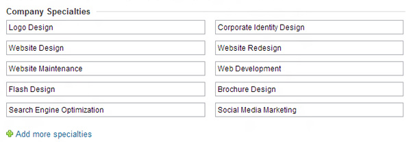 LinkedIn Company Specialties