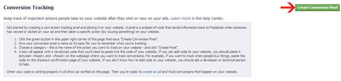 Create Facebook Conversion Pixel