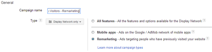 Name AdWords remarketing campaign.